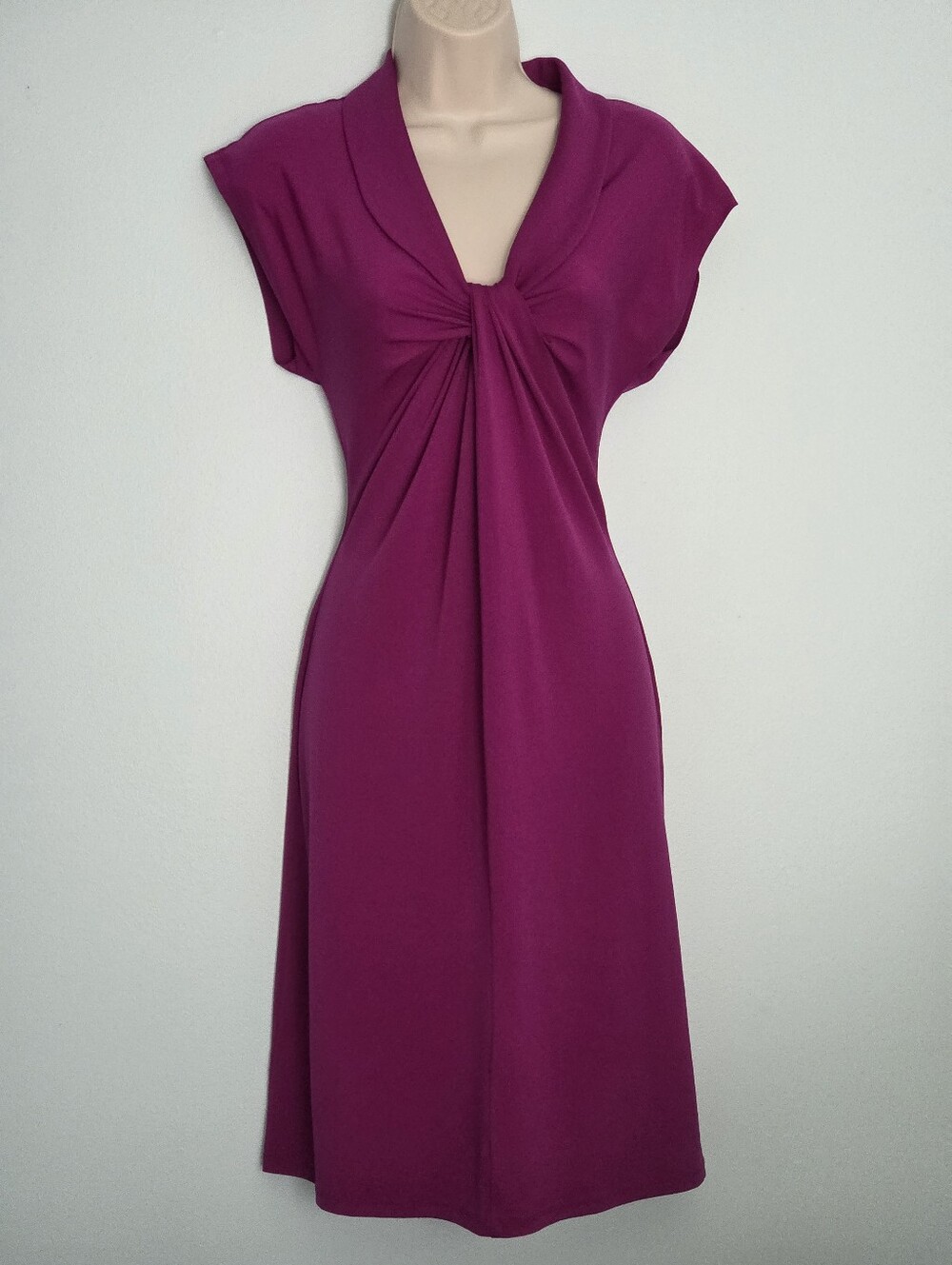 London Times Plum Berry Sleeveless Twist-Neck Knit Dress -Sz 8